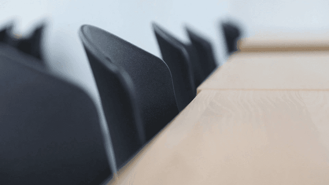Empty classroom with rows of chairs