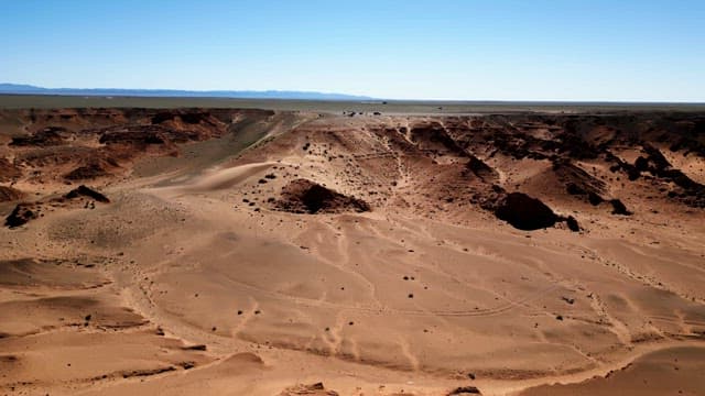 Expansive desert landscape under clear sky