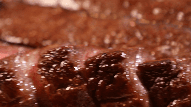 Glossy beef steak