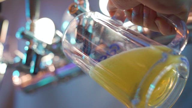 잔에 신선한 맥주 따르기