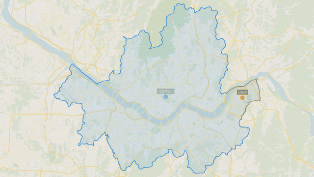 Map showing boundaries of Gangdong-gu, Seoul
