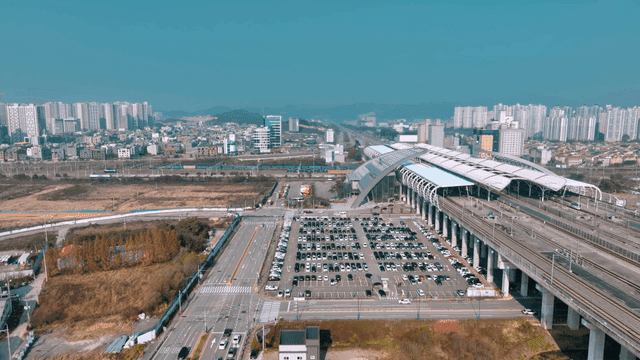Surrounding city landscape and large train station
