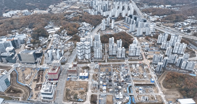 현대 도시 경관의 항공 뷰