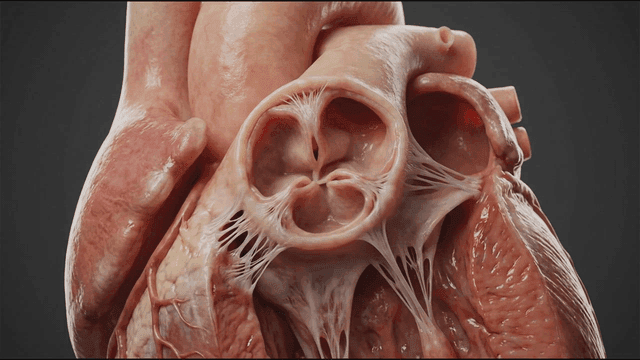 Detailed view of a human heart valve