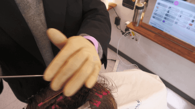 Hair perm using color and tools