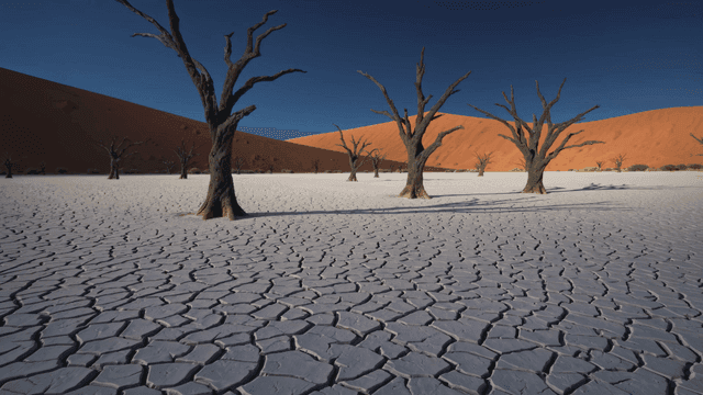 Desolate drought landscape with dead trees