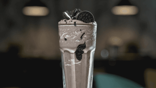 Creamy milkshake topped with cookie