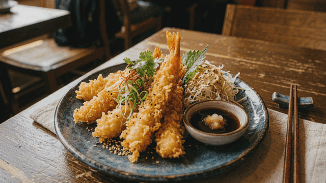 Crispy fried shrimp served with dipping sauce