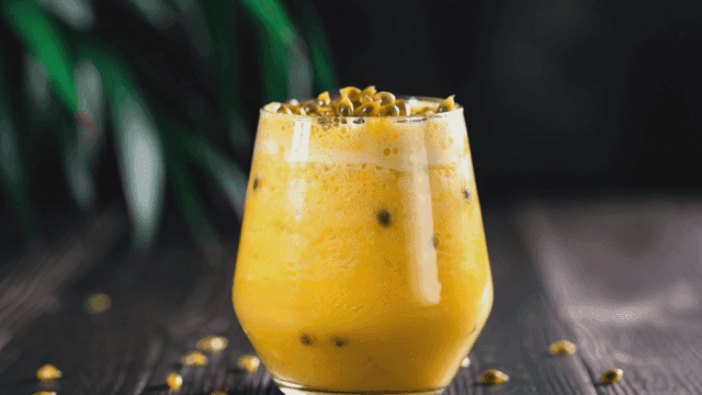 Glass of fresh passion fruit juice