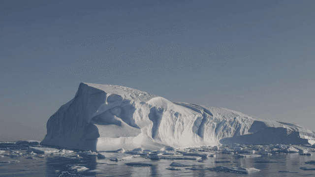 Polar seas where icebergs and glaciers float