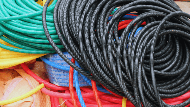 Colorful coils of industrial cables