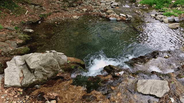 Flowing water over rocks in a stream