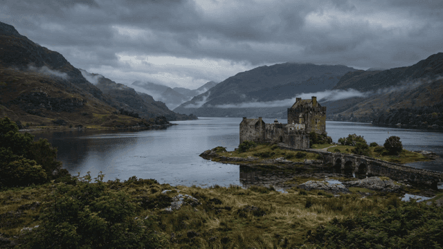 Historic castle next to tranquil lake