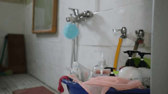 Bathroom with various toiletries