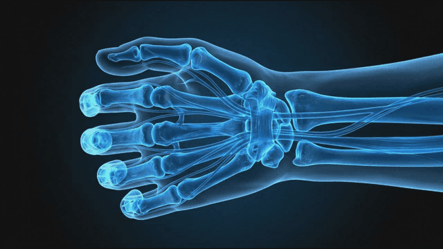 X-ray view of a human hand