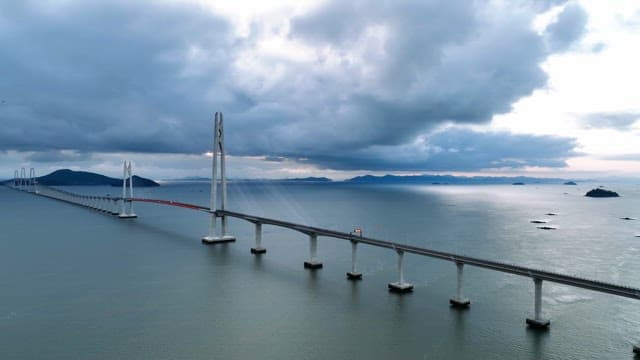 Long bridge over a calm sea