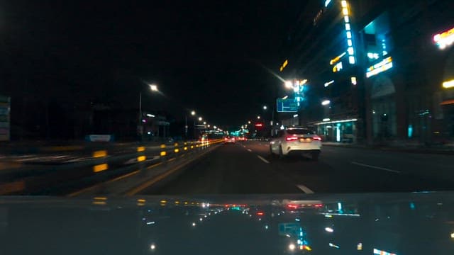 FOV of car running on the road at night