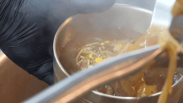 Bowl receiving Korean beef soup
