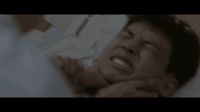 Student suffering in pain from choking