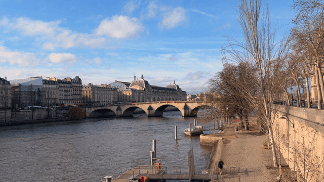 European city scenery looking at bridge over river