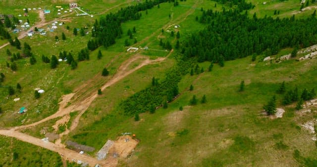 Expansive green landscape with mountains