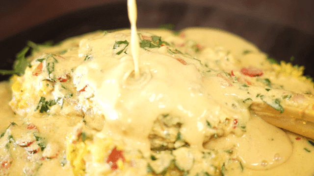 Mansaf, lamb with cream sauce poured over it