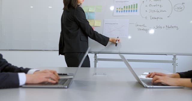 화이트 보드와 노트북을 활용한 효율적인 회의