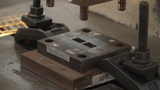 Metal stamping process in a factory