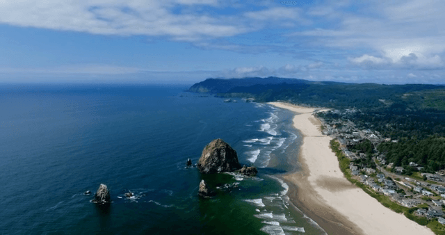Coastal view with rocks and waves