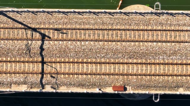 Railway tracks over a bridge