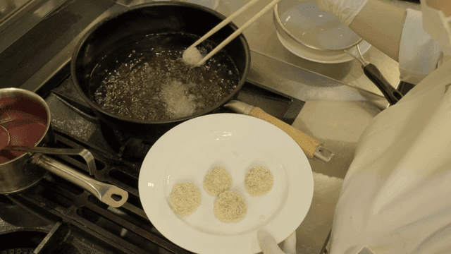 Breaded ball-shaped fried food