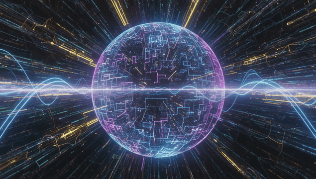 빛나는 회로가 있는 디지털 구체