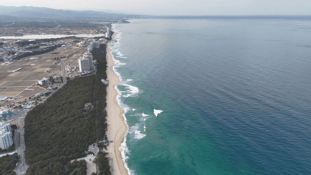 Coast with long sandy beach