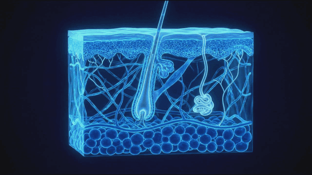 Detailed view of human skin and hair follicle