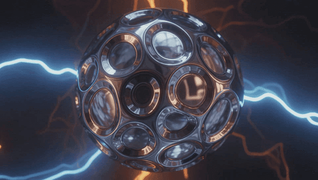 빛나는 패턴의 금속 구체