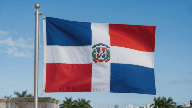 Dominican Republic flag waving in the wind