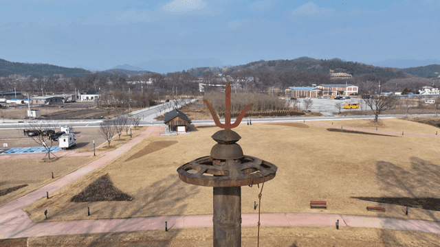 Historical monuments in park
