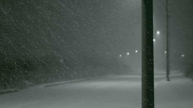 Snowy night on a quiet street