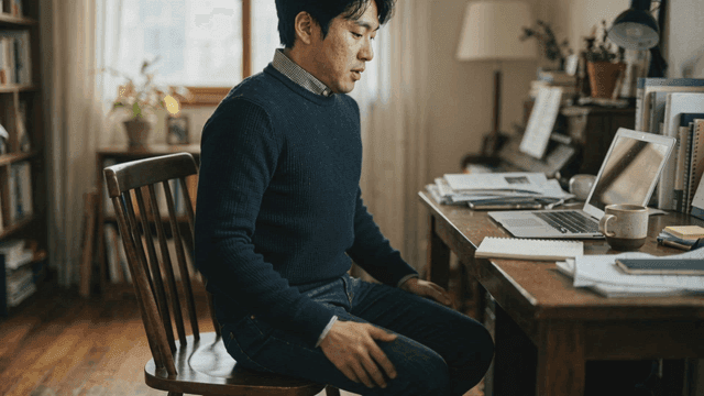 Man working at a home office desk