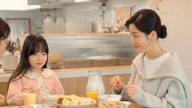 Family enjoying a meal together at home