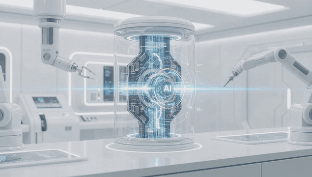 AI core in a futuristic laboratory