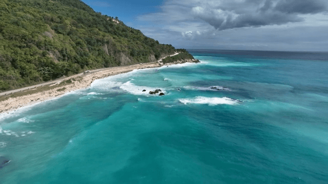 푸른 바다와 녹음이 우거진 해안 도로