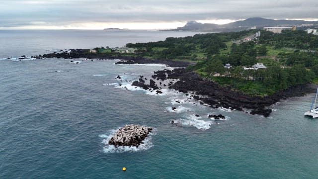 Coastal landscape with rocky shores