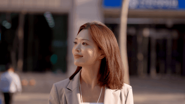 Smiling office worker on city street