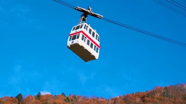 Cable Car Ascending Over Autumn Foliage