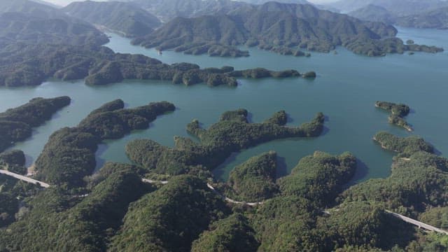 Serene Lakes Amidst Rolling and Lush Forested Hills