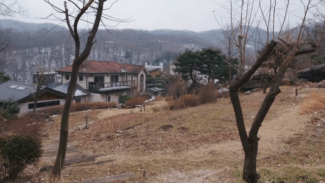 조용한 시골 마을과 집들