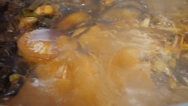 Korean stew boiling in a pot