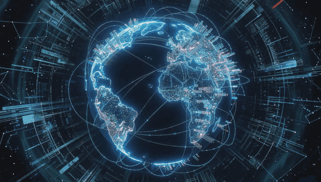 Digital globe with network connections
