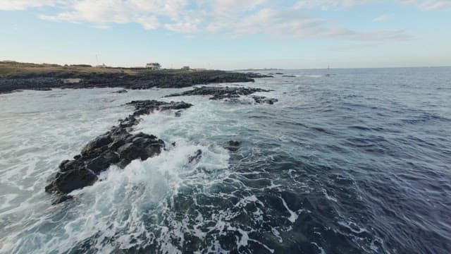 Rocky coastline with waves crashing